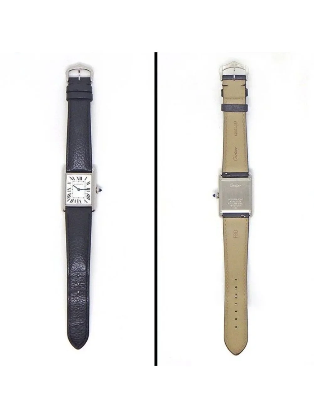 Cartier Watch Tank Must LM Silver Dial Roman Index SS Leather Quartz Analog